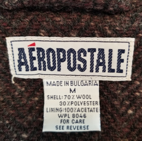 Aeropostale Brown Wool Blend Zip Front Jacket, Size M - Picture 15 of 16